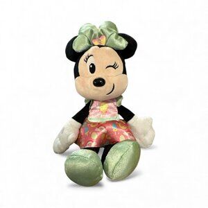 Disney Minnie Mouse Plush Toy 11" Pink & Green Dress‎ Satin Bow Collectible Kids
